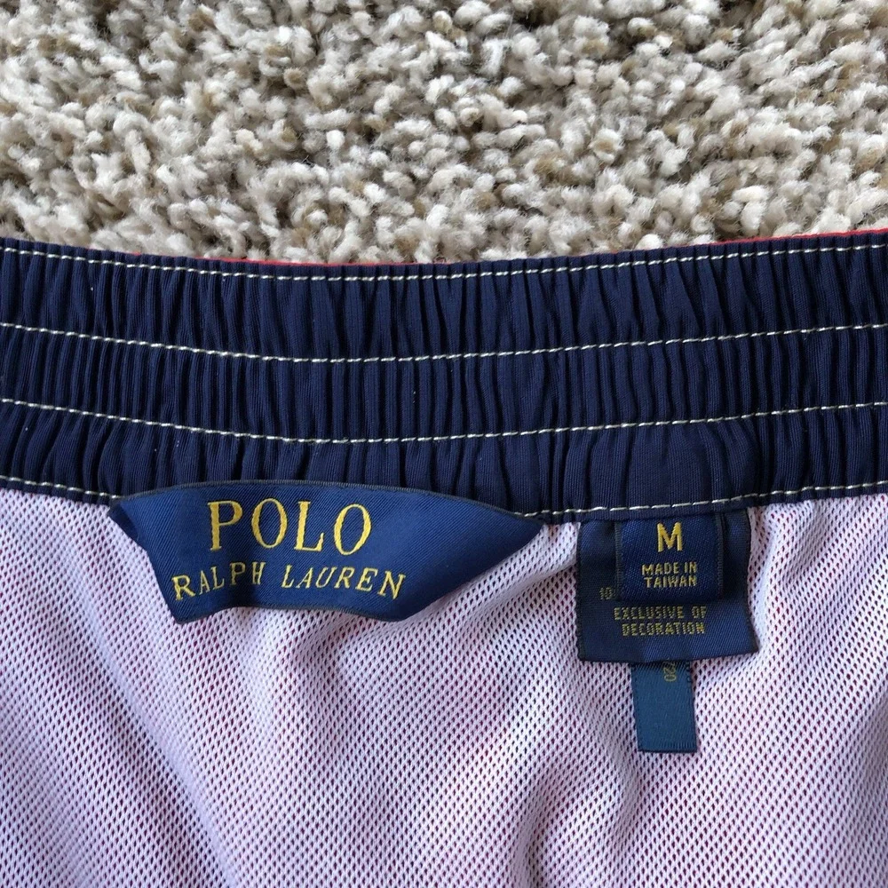 Polo Ralph Lauren Swim Trunks Mens Medium Red Board Lined Pockets Beach Resort